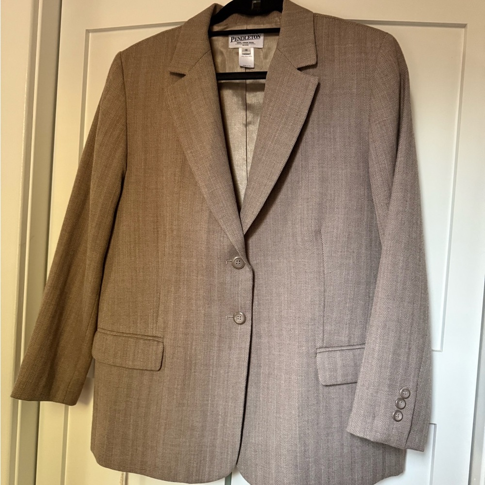 Pendleton 100% Wool Brown Blazer - women’s size 14 petite